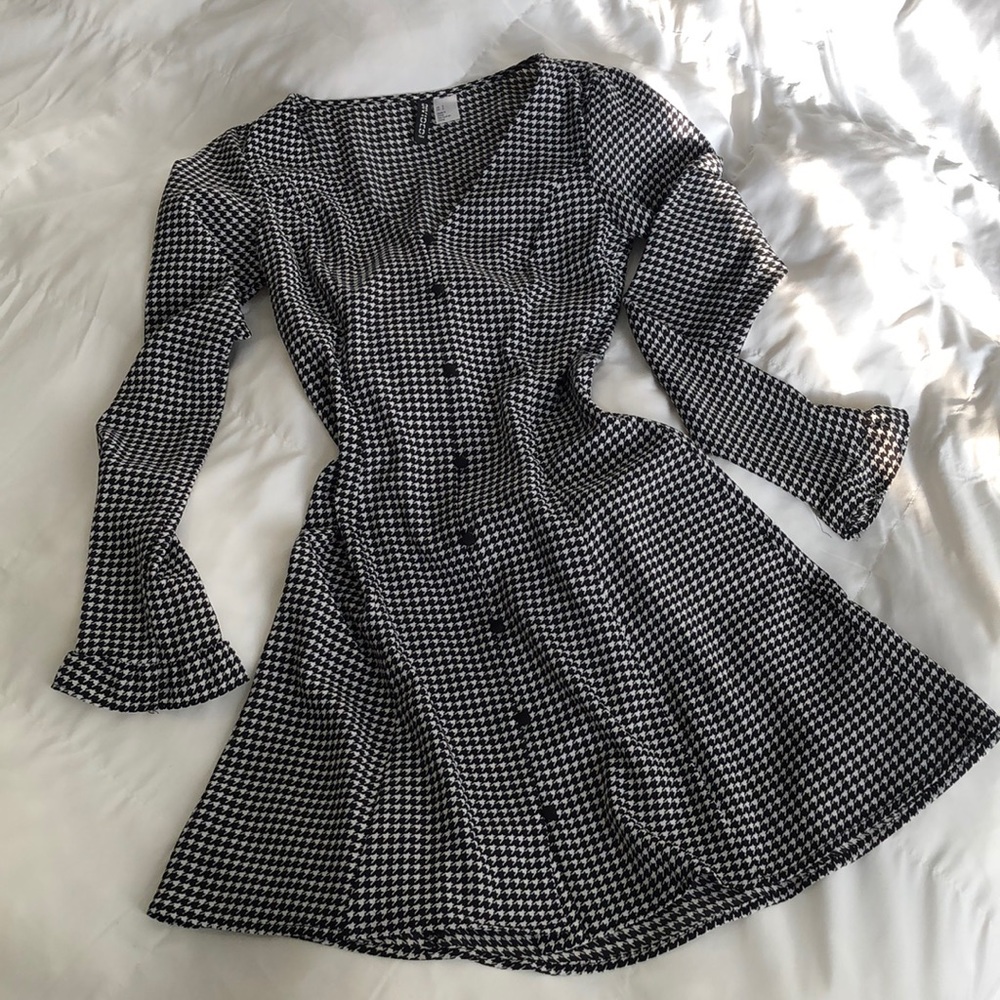 Black & white gingham mini dress